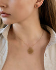 Heart Chakra Necklace – 14k Solid Gold Anahata Chakra Medallion Pendant, Spiritual Yoga Jewelry