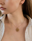 Heart Chakra Necklace – 14k Solid Gold Anahata Chakra Medallion Pendant, Spiritual Yoga Jewelry