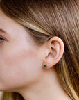 Genuine Emerald Cut Bezel Set Emerald Earrings 14k Gold