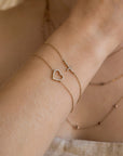 Diamond Heart Bracelet 14k Solid Gold