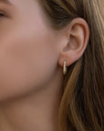 14k Gold Pave Diamond Hoop Earrings,