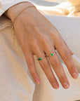 Emerald Cut Bezel Set East West Emerald Ring