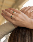 Bezel Set Emerald Ring, Emerald Cut Emerald Ring, East West Ring