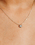 Sterling Silver Pebble Necklace, Silver and Cz Floating Pebble Necklace
