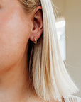 Geometric Textured Gold Huggies 14k Solid Gold