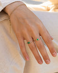 14k Gold Bezel Set Emerald Ring, Stacking Minimalist Gemstone Ring