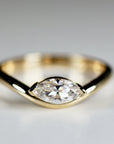 Marquise Moissanite Monolith Ring 14k Gold, LILY - Melt'm Jewelry
