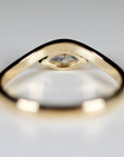 Marquise Moissanite Wavy Band Ring 14k Gold, LILY Minimalist Engagement Ring