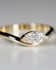 Marquise Moissanite Wavy Band Ring 14k Gold, LILY Minimalist Engagement Ring