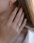 Marquise Moissanite Wavy Band Ring 14k Gold, LILY Minimalist Engagement Ring