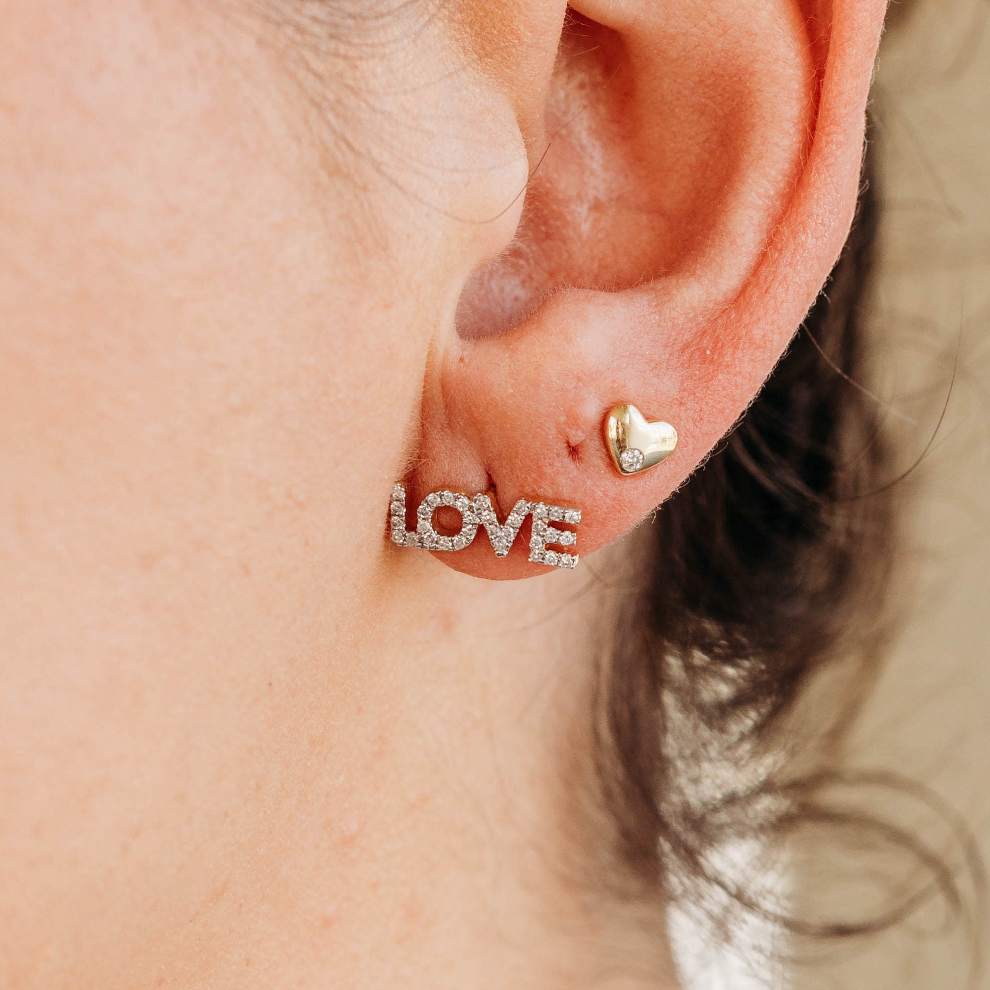 14k solid gold minimalist heart stud earrings / dainty heart gold earrings / gift for her / offers gold jewellery / love earring / heart gold stud