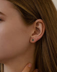 Delicate Emerald Stud Earrings in 14k Gold (Yellow, White or Rose Gold)