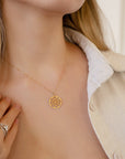 Heart Chakra Necklace – 14k Solid Gold Anahata Chakra Medallion Pendant, Spiritual Yoga Jewelry