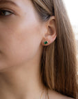Genuine Emerald Cut Bezel Set Emerald Earrings 14k Gold - Melt'm Jewelry