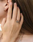 Colorful Sapphire Twig Ring 14k Solid Gold, Gold Branch Ring