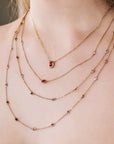 Red Diamond Station Necklace in 10k Gold