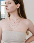 Red Diamond Station Necklace in 10k Gold