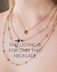 Red Diamond Station Necklace in 10k Gold