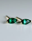 Genuine Marquise Emerald Earrings 14k Gold