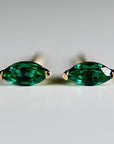 Genuine Marquise Emerald Earrings 14k Gold