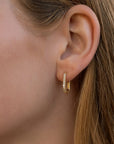 14k Gold U Shape Diamond Hoops Earrings