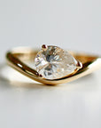 Pear Moissanite Monolith Ring 14k Gold, JASMINE 1 Ct. Pear Moissanite Engagement Ring