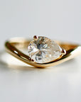 Pear Moissanite Monolith Ring 14k Gold, JASMINE 1 Ct. Pear Moissanite Engagement Ring
