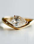 Pear Moissanite Monolith Ring 14k Gold, JASMINE 1 Ct. Pear Moissanite Engagement Ring