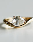 Pear Moissanite Monolith Ring 14k Gold, JASMINE 1 Ct. Pear Moissanite Engagement Ring
