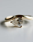 Pear Moissanite Monolith Ring 14k Gold, JASMINE 1 Ct. Pear Moissanite Engagement Ring