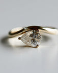 Pear Moissanite Monolith Ring 14k Gold, JASMINE 1 Ct. Pear Moissanite Engagement Ring