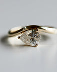 Pear Moissanite Monolith Ring 14k Gold, JASMINE 1 Ct. Pear Moissanite Engagement Ring