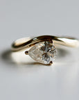 Pear Moissanite Monolith Ring 14k Gold, JASMINE 1 Ct. Pear Moissanite Engagement Ring