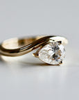 Pear Moissanite Monolith Ring 14k Gold, JASMINE 1 Ct. Pear Moissanite Engagement Ring