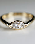 Marquise Moissanite Wavy Band Ring 14k Gold, LILY Minimalist Engagement Ring - Melt'm Jewelry