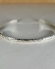 Sterling Silver Open Cuff Bracelet Leaf & Flowers, Handwriting Inside - Melt'm Jewelry