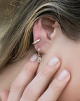 14k Solid Gold Earring Charm For Hoops, 14k Gold Cz Bezel Charm - Melt'm Jewelry