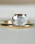 Floating East West Oval Aquamarine Ring 14k Gold - Melt'm Jewelry