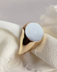 14k Solid Gold Round Signet Ring For Women, Monogrammed Personalized Ring