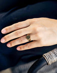 14k Solid Gold Round Signet Ring For Women, Monogrammed Personalized Ring
