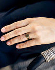 14k Solid Gold Round Signet Ring For Women, Monogrammed Personalized Ring