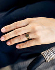 14k Solid Gold Round Signet Ring For Women, Monogrammed Personalized Ring