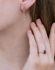 Marquise Blue Sapphire w Diamonds Ring, Anniversary Gift
