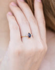 Marquise Blue Sapphire w Diamonds Ring, Anniversary Gift