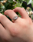 Marquise Moissanite Wavy Band Ring 14k Gold, LILY Minimalist Engagement Ring