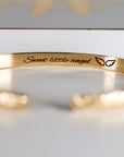 Engraved Baby Cuff, Leaf & Flowers, Children Bracelet, Baby Cuff Bracelet - Melt'm Jewelry