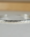 Sterling Silver Open Cuff Bracelet Leaf & Flowers, Handwriting Inside