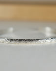 Sterling Silver Open Cuff Bracelet Leaf & Flowers, Handwriting Inside