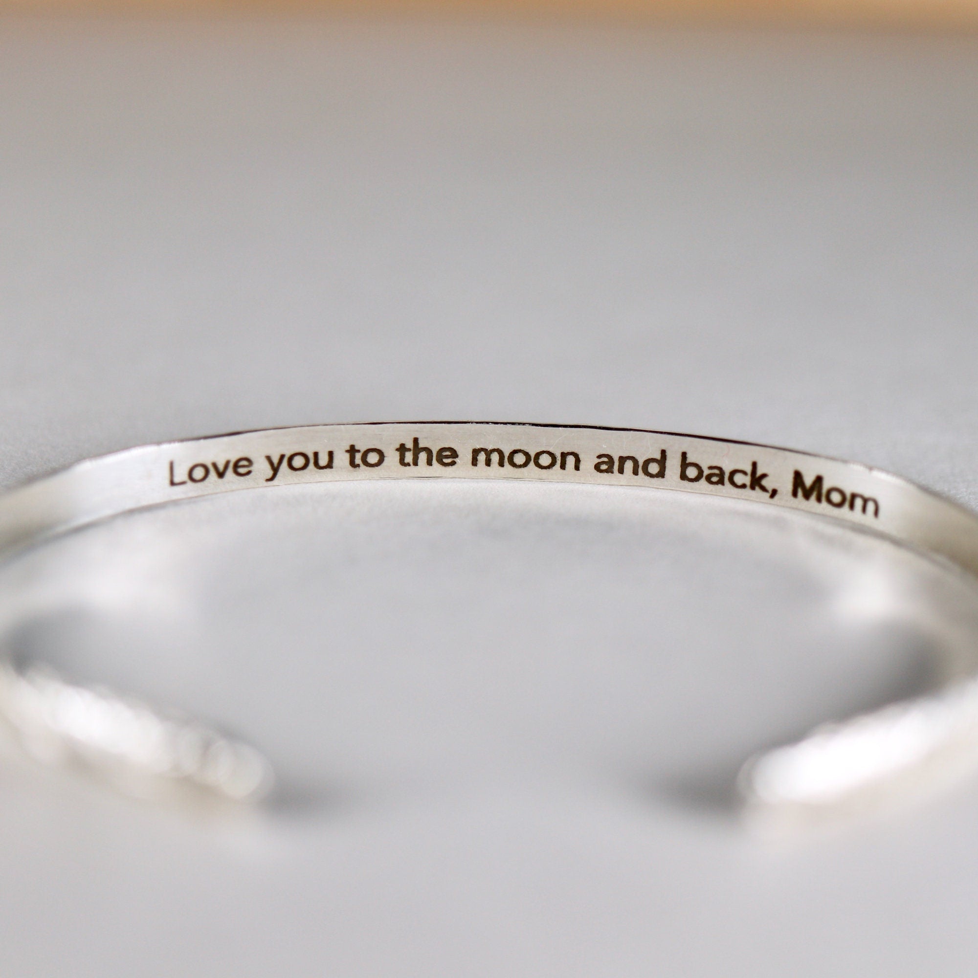 Sterling Silver Open Cuff Bracelet Leaf & Flowers, Handwriting Inside