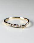 Curved Diamond Wedding Band Ring, Chevron Ring